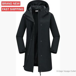 Waterproof Breathable Rain Jacket with Hood Trench Coat Windbreaker